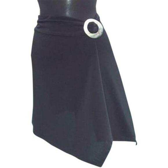 Cache Mother Of Pearl Self Belt Buckle Asymmetrical Stretch Skirt $118 New NWT - Picture 1 of 6